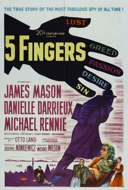 Постер фильма Пять пальцев (1952)